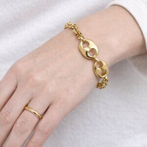 Tucco Zamak Gold Plated Anchor Chain Bracelet Made in Spain